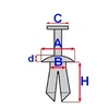 Kép 3/3 - VW Bora, Caddy, Golf, Jetta, LT, T4, T5, Vento rögzítő patent  OE 701867299E, C10028 (1 db)