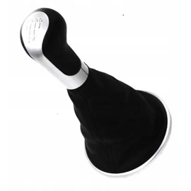 Skoda Fabia II, Roomster sebesség-váltó gomb, váltógomb váltókar szoknya  borítás  fekete-ezüst GZB-SK-011