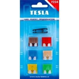 Normál villás biztosíték, késes biztosíték készlet csipesszel Tesla F224