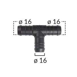 Vízcső csatlakozó, T elosztó, elágazó 16 mm-es, univerzális C60422 (1 db)