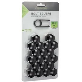 Kerékanya, kerékcsavar kupak készlet fekete, peremes 21 mm-es, Carmotion 86919/J-21309