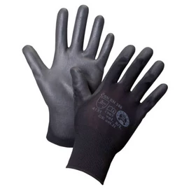 Kesztyű, szerelőkesztyű PU, 10-es méretű fekete munkavédelmi kesztyű, 1 pár