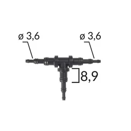 Univerzális vágható T elosztó, csatlakozó, bővítő, szűkítő háromféle átmérővel C60656 (1 db) [9]