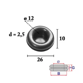 Kábelátvezető, vezeték átvezető gumigyűrű, gumidugó univerzális 12 mm-es belső átmérővel C70403 (1 db)