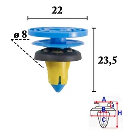 Alfa Romeo, Fiat, Jeep kárpitrögzítő patent több típushoz OE: 51987227, 52034852, ROMIX C70575 (1 db) [23]