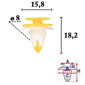 Nissan ALMERA, MICRA, PRIMERA burkolat-rögzítő patent, bolha több típushoz C70621 (1 db) [24]