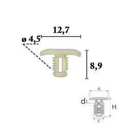 Volkswagen, Skoda ajtótömítő, ajtószigetelő gumi rögzítő patent több típushoz OE: 1Z0837732, 1K8837732, Romix C70629 (1 db) [23]