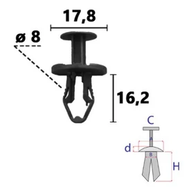 Tesla lökhárító és motortér-burkolat rögzítő patent több típushoz OE: 112803400B, C70861 (1 db) [31]