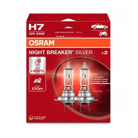 OSRAM H7 12V 55W PX26d NIGHT BREAKER SILVER akár +100%-kal erősebb fény 64210NBS-2HB (1 pár/ 2 db!)