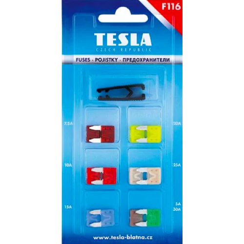 Mini villás biztosíték, késes biztosíték készlet csipesszel Tesla F116