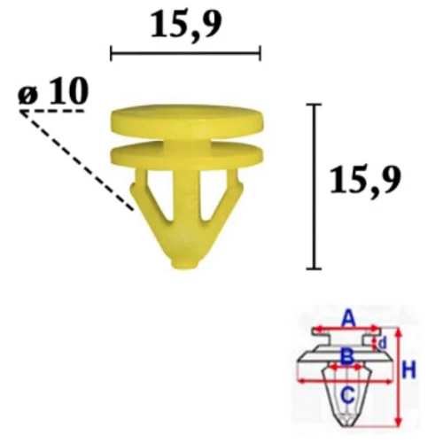 Ford ajtó kárpit patent, kárpitcsipesz több típushoz OE: 1360385, 3M5128774BB - C70627 (1 db) [6]
