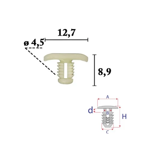 Volkswagen, Skoda ajtótömítő, ajtószigetelő gumi rögzítő patent több típushoz OE: 1Z0837732, 1K8837732, Romix C70629 (1 db) [23]