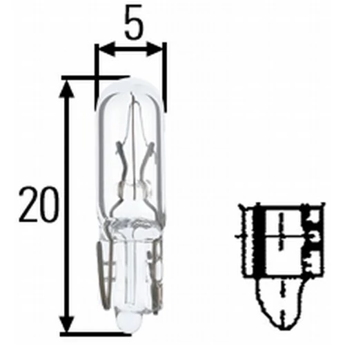 12V 2,3W üvegfejű, rizsszem izzó Hella  W2,3W 8GP938026-001