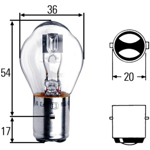 12V 25/25W fényszóró izzó Hella 8GD008897-121 BA20d