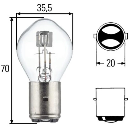 12V 45/40W fényszóró izzó Hella 8GD002084-151 BA20d